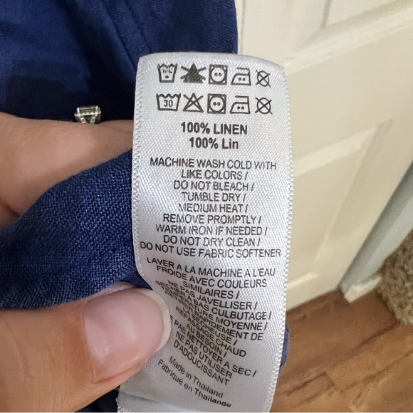 UNTUCKit Navy Blue Short Sleeve Nancy Linen Knee Length Dress Size 8 No Belt - Picture 9 of 10